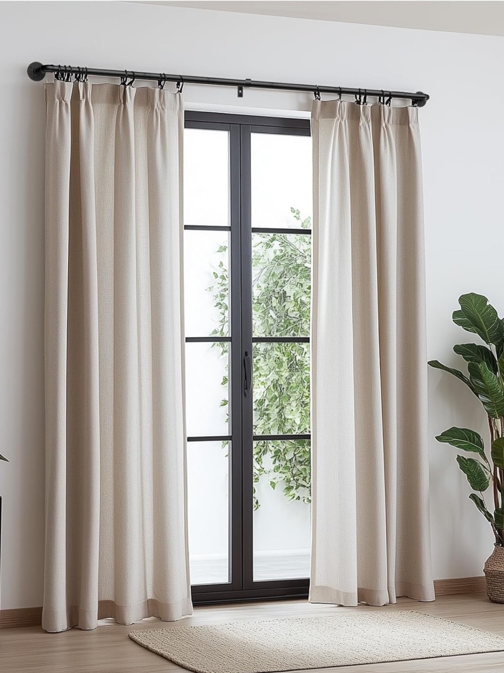 Black Industrial Wrap Around Curtain Rods 48”-86”